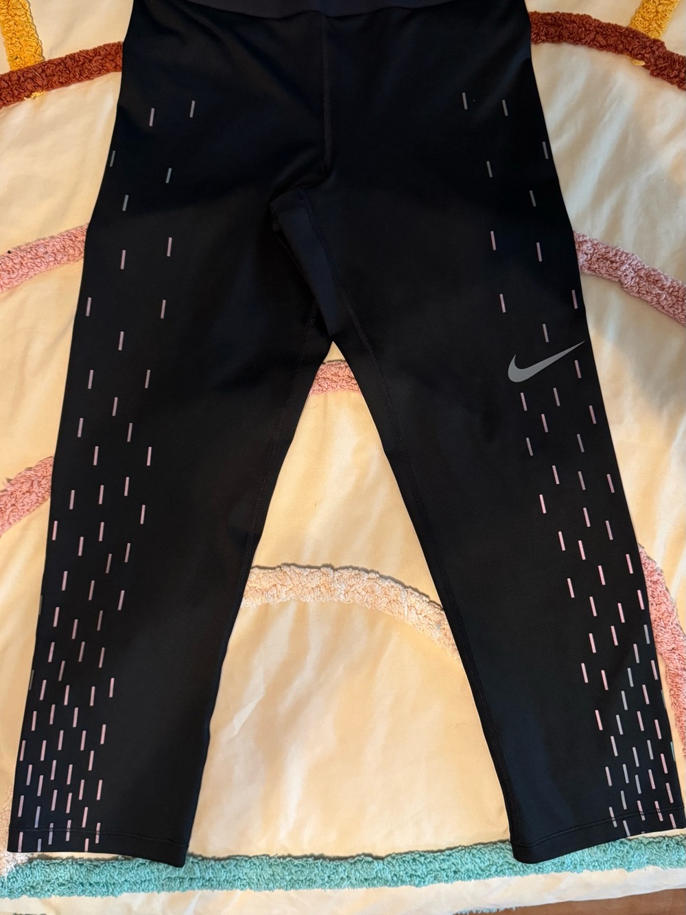 Nike Black Leggings with Pink Reflective Dash Details